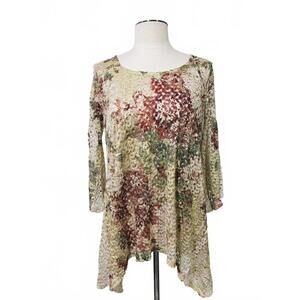 Keren Hart Medium Floral Textured Tunic Top Made in USA b22